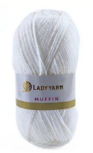 Акрилова пряжа Muffin № AHB016 білий Маффін нитки для в"язання WB00563 фото