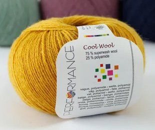 Шкарпеткова пряжа Cool Wool Perfomance № 190 - гірчиця Кул Вул Перфоманс WB00416 фото