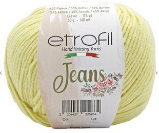 JEANS № 007 світлий жовтий білий Etrofil бавовна-акрил нитки пряжа для в"язання Етрофил WB00705 фото