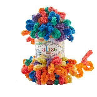 Пряжа для в'язання пальцями велюрова плюшева петлями PUFFY COLOR пуффи Колор № 6511 WB00828 фото