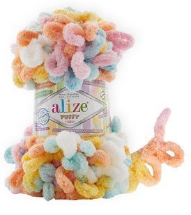 Пряжа для в'язання пальцями велюрова плюшева петлями PUFFY COLOR пуффи Колор № 6521 WB00830 фото