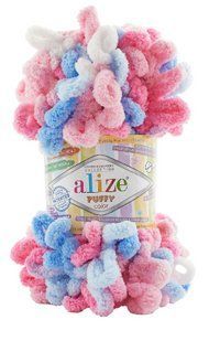 Пряжа для в'язання пальцями велюрова плюшева петлями PUFFY COLOR пуффи Колор № 6525 WB00834 фото