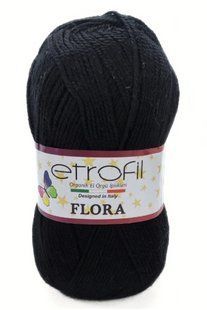 Пряжа для в"язання акрилова Flora № 70968 - чорний Etrofil Флора WB01356 фото