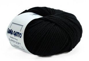 Super Soft № 10008 - чорний мериносова пряжа для в"язання Супер Софт Lana Gatto Італія WB01225 фото