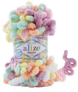 Пряжа для в'язання пальцями велюрова плюшева петлями PUFFY COLOR пуффи Колор № 6527 WB00836 фото