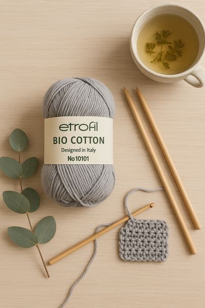 Bio Cotton № 10101 сірий Etrofil 100% еко коттон бавовняна пряжа для в"язання WB00750 фото