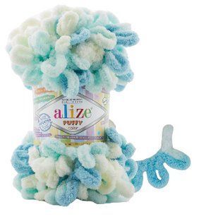 Пряжа для в'язання пальцями велюрова плюшева петлями PUFFY COLOR пуффи Колор № 6461 WB00825 фото