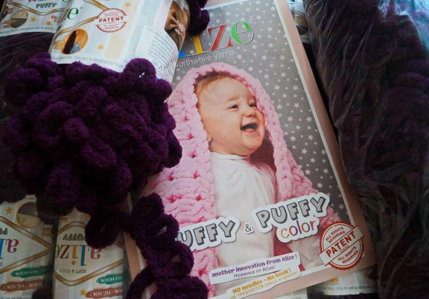 Пряжа для в'язання пальцями велюрова плюшева крупні петлі PUFFY Пуффі № 428 - середній сірий WB00892 фото