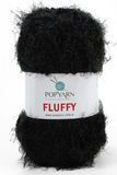 Пряжа Fluffy букле плюш Popyarn (Турция) Флуффи В-702 чорний WB01177 фото