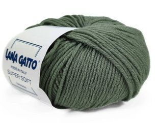 Super Soft № 14569 - хакі мериносова пряжа для в"язання Супер Софт Lana Gatto Італія WB01238 фото