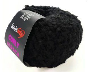 Пряжа букле CURLY ALPACA Knitme Курлі Альпака Кнітмі № КС 12 чорний WB00459 фото