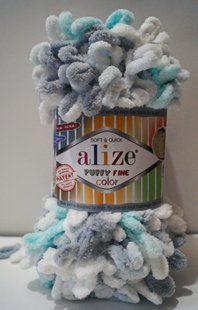 Нитки пряжа для в'язання велюрова плюшева петлями PUFFY FINE COLOR пуффи Файн Колор № 5939 WB01171 фото