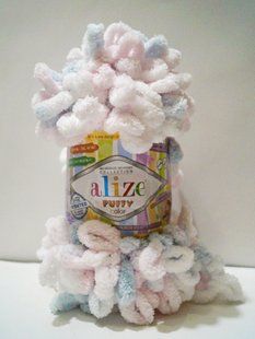 Пряжа для в'язання пальцями велюрова плюшева петлями PUFFY COLOR пуффи Колор № 5864 WB00805 фото