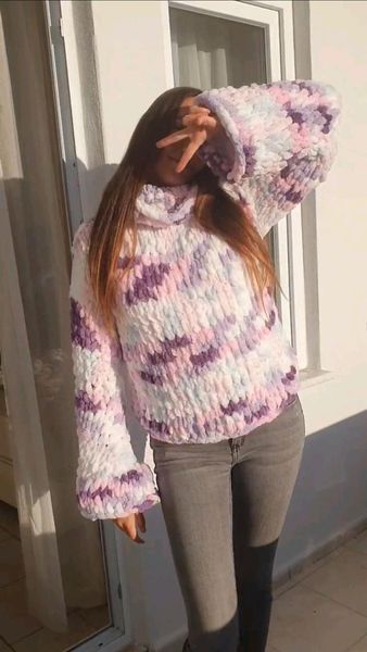 Пряжа для в'язання пальцями велюрова плюшева петлями PUFFY COLOR пуффи Колор № 5864 WB00805 фото