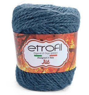 Пряжа джутова Jute № 75138 - синій Etrofil Турция, 100% джут WB01286 фото