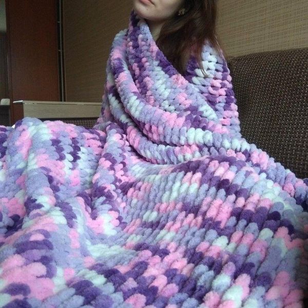 Пряжа для в'язання пальцями велюрова плюшева петлями PUFFY COLOR пуффи Колор № 5865 WB00806 фото