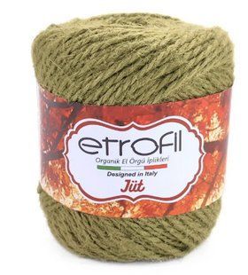 Пряжа джутова Jute № 74137 зелений Etrofil Турция, 100% джут WB01331 фото