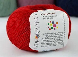 Шкарпеткова пряжа Cool Wool Perfomance № 09 червоний Кул Вул Перфоманс WB00403 фото