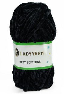 Пряжа Baby Soft Kiss Lady Yarn BLACK чорний плюшова велюрова пряжа WB01700 фото